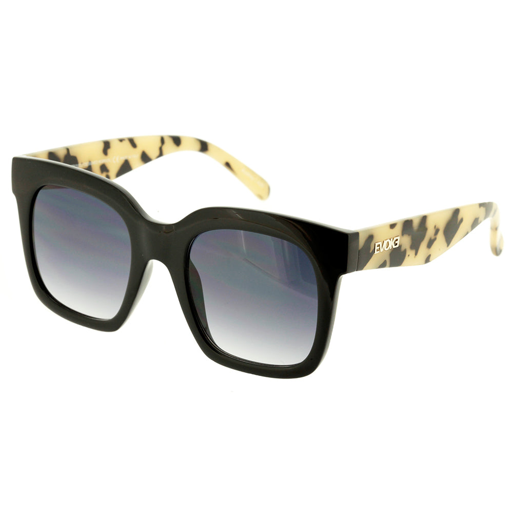 Evoke Audrey A23 Black Temple Turtle Silver / Gray Gradient - 52 mm