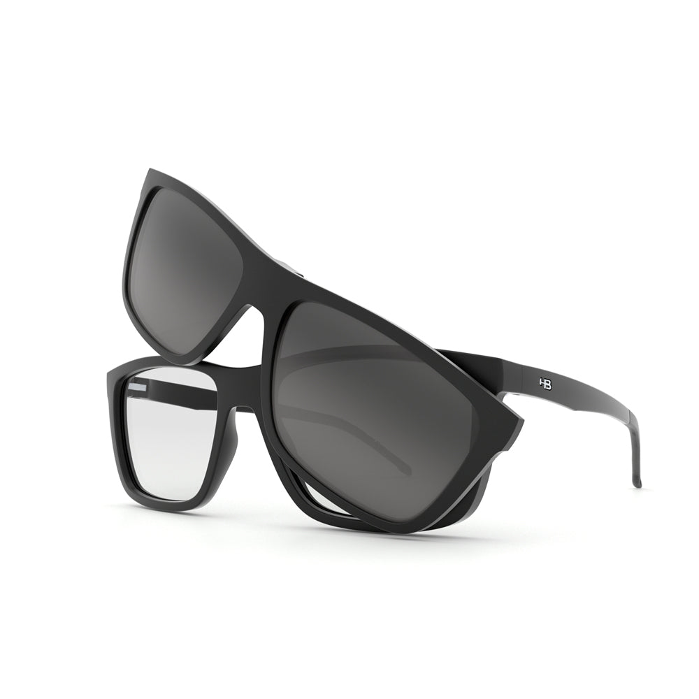 HB 0380 Switch Clip On Matte Black / Polarized Gray - Lente 5,0 cm - Sol
