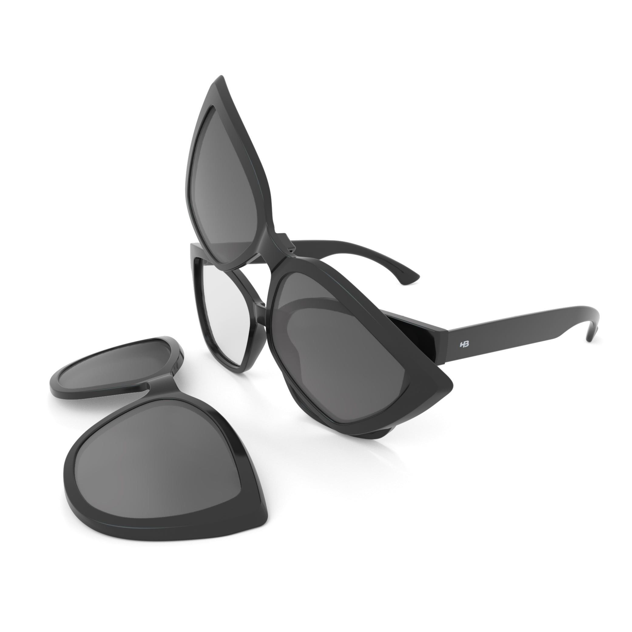 HB 0403 Switch Clip On Gloss Black / Polarized Gray - Lente 5,1 cm