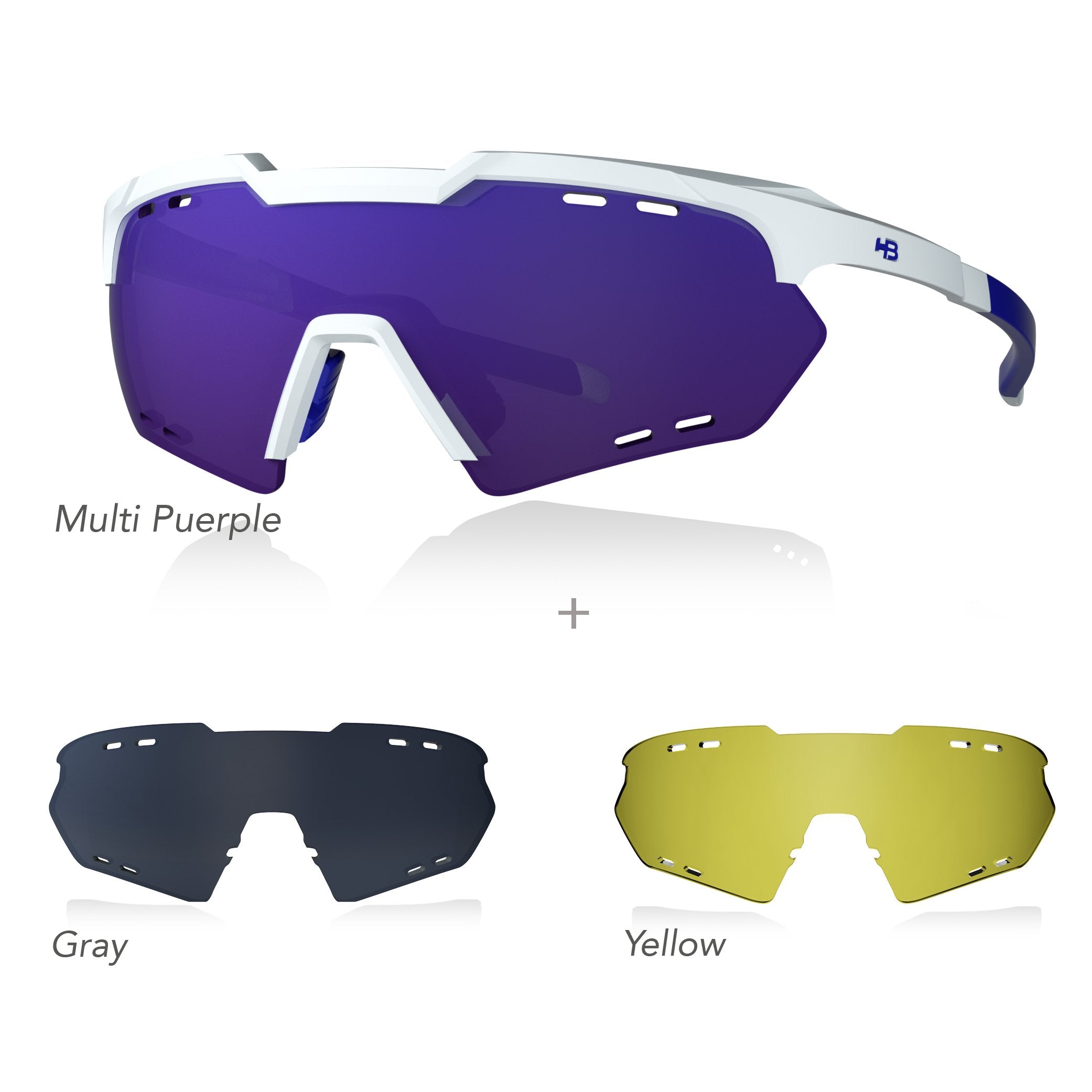 Óculos de Sol HB Shield Kit Road 03 - Multi Purple / Gray / Yellow Unico - 172 mm