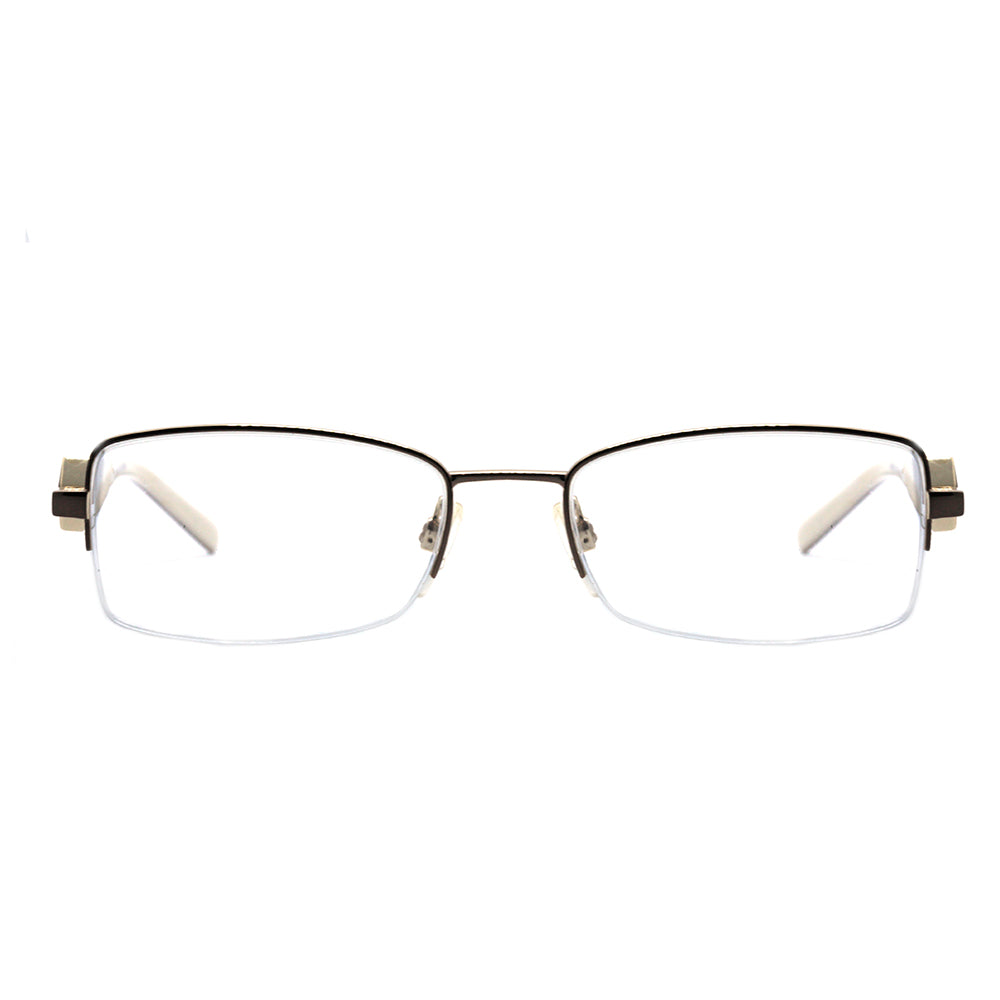 Óculos de Grau Ana Hickmann AH 1208 04B Marrom e Branco Brilho - Lente 5,2 cm