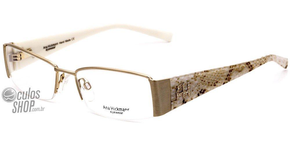 Óculos de Grau Ana Hickmann Ah 1088 04G Dourado E Branco - 52 mm