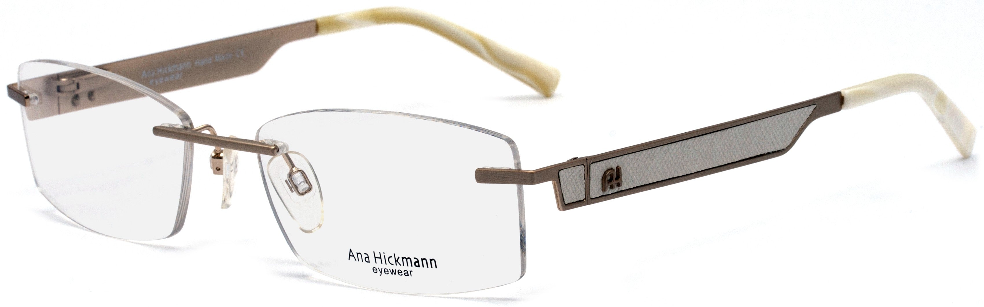 Óculos de Grau Ana Hickmann AH 1157 04H Dourado e Branco Fosco - Lente 5,4 cm
