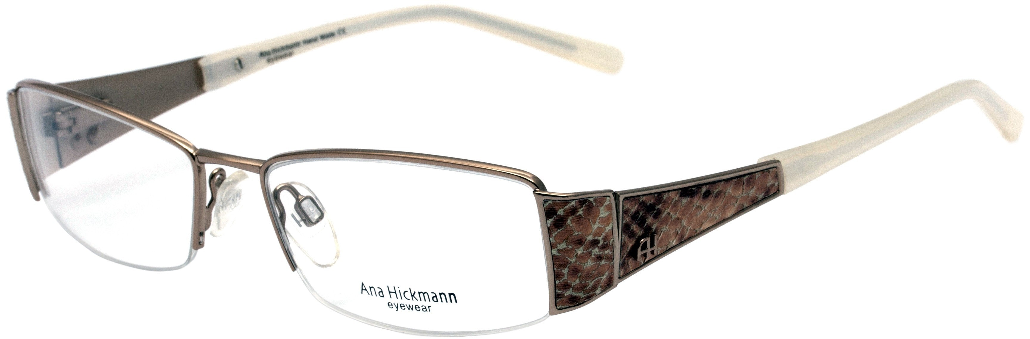 Ana Hickmann AH 1168 08C Marrom e Branco Brilho - Lente 5,2 cm  - Grau