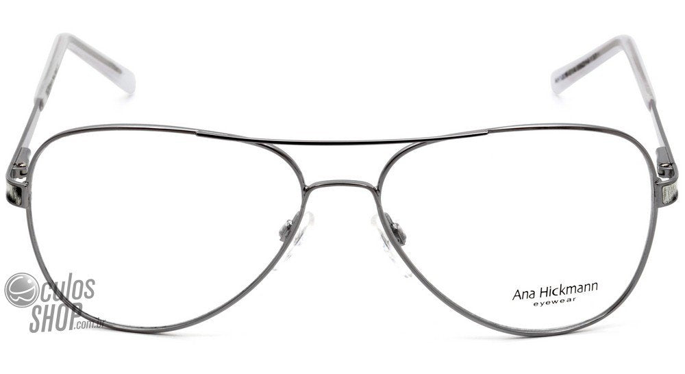 Ana Hickmann AH 1206 01A Prata e Branco Brilho - Lente 5,6 cm  - Grau