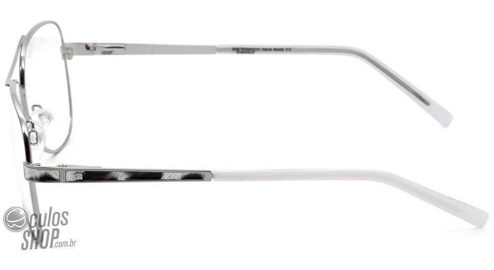 Ana Hickmann AH 1206 01A Prata e Branco Brilho - Lente 5,6 cm  - Grau