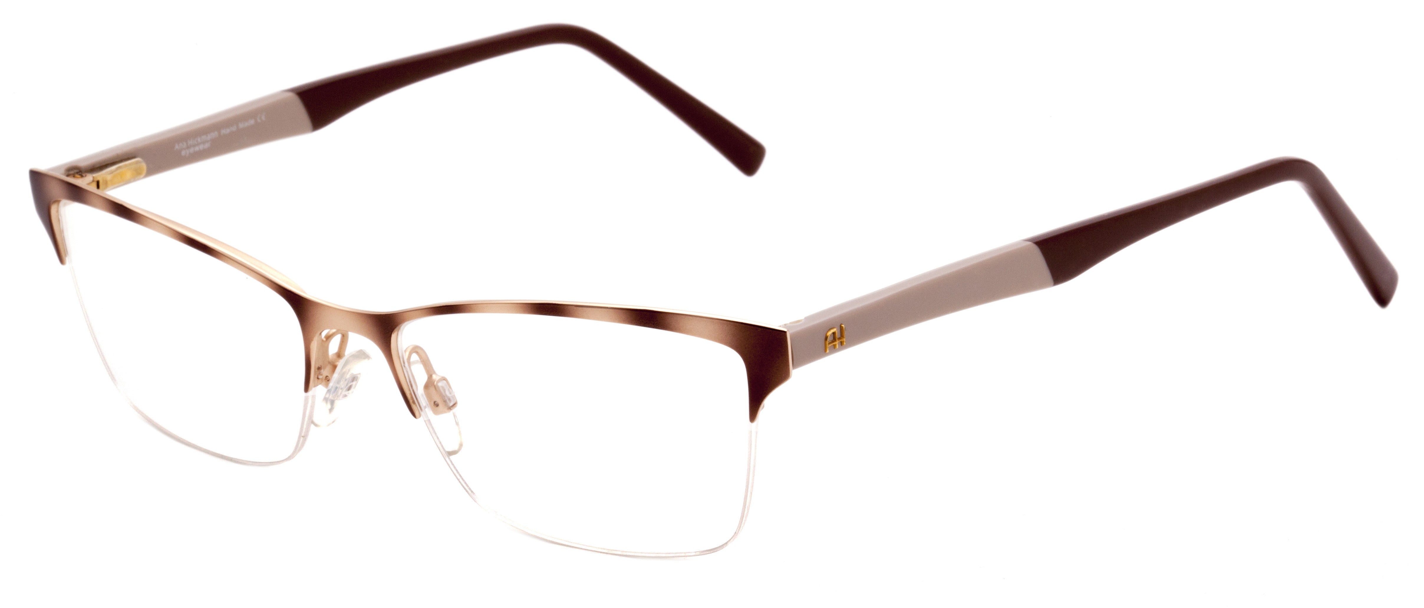 Óculos de Grau Ana Hickmann Ah 1224 01C Dourado Creme E Marrom - 53 mm