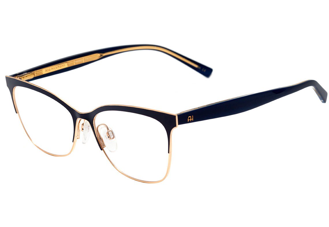 Óculos de Grau Ana Hickmann Ah 1350 06A Azul E Dourado Brilho - 54 mm