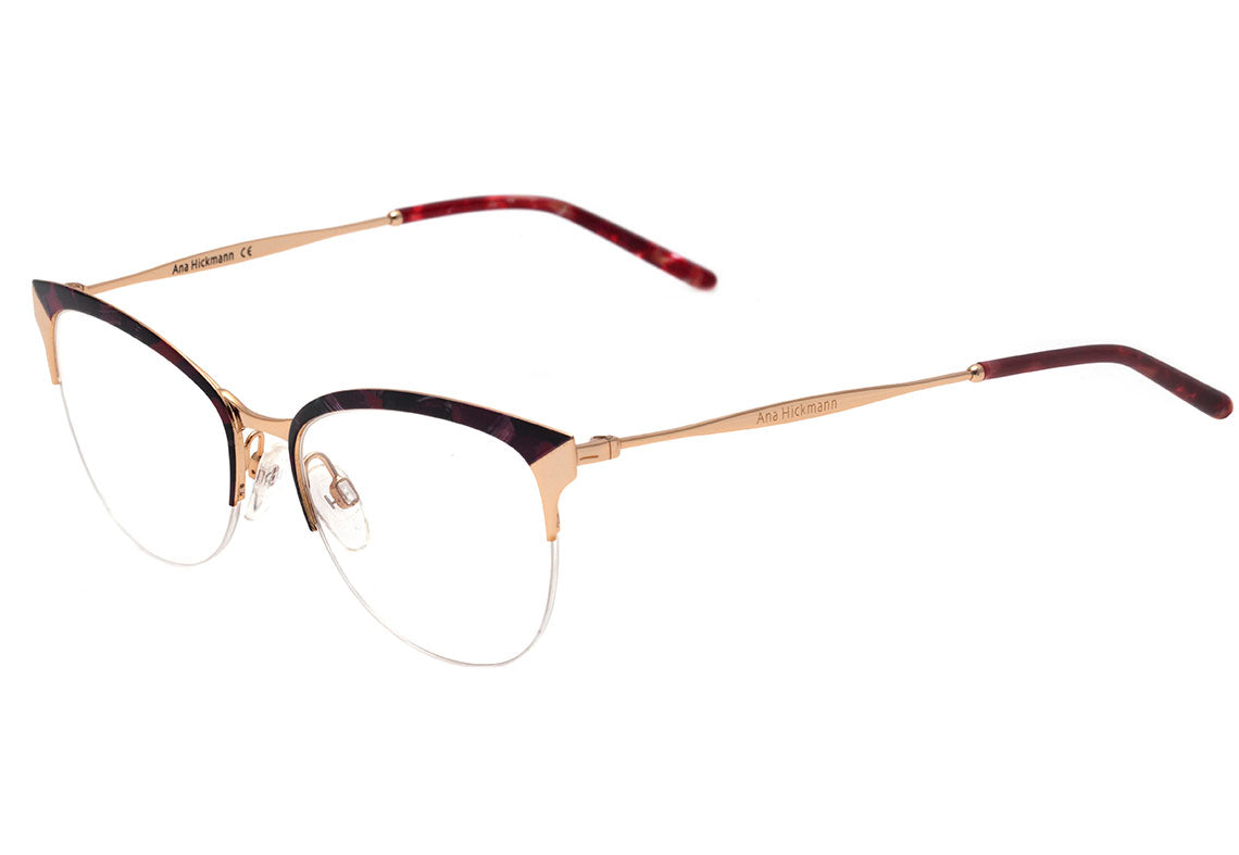 Ana Hickmann AH 1352 04A Vermelho Mesclado e Dourado Brilho - Lente 5,4 cm  - Grau