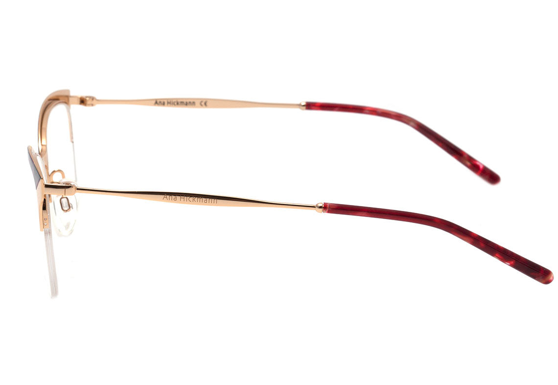 Ana Hickmann AH 1352 04A Vermelho Mesclado e Dourado Brilho - Lente 5,4 cm  - Grau