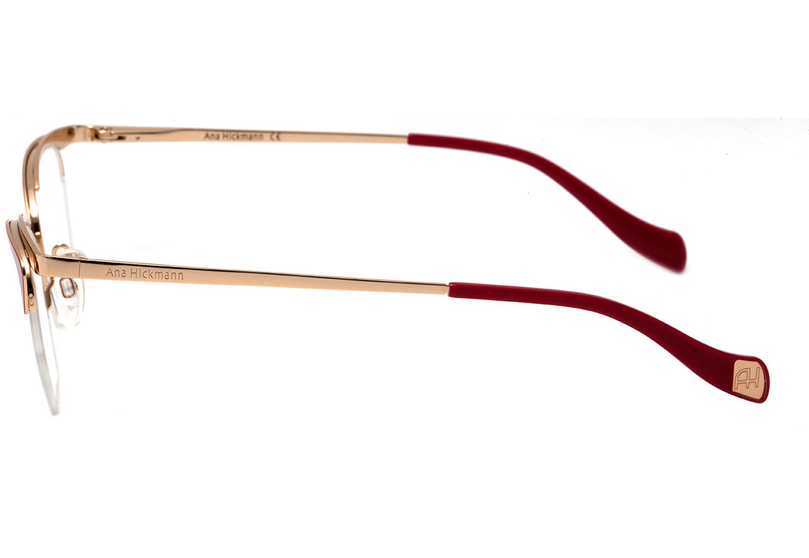 Óculos de Grau Ana Hickmann AH 1354 07A Vermelho e Dourado Brilho - 52 mm