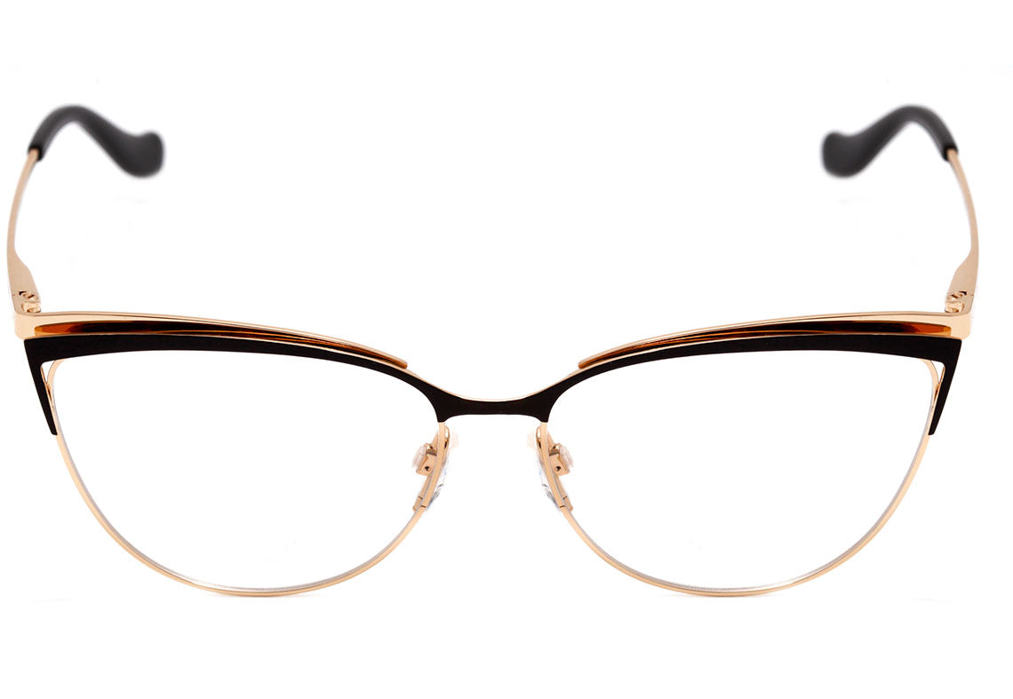Óculos de Grau Ana Hickmann AH 1355 09A Preto Fosco e Dourado Brilho - 55 mm