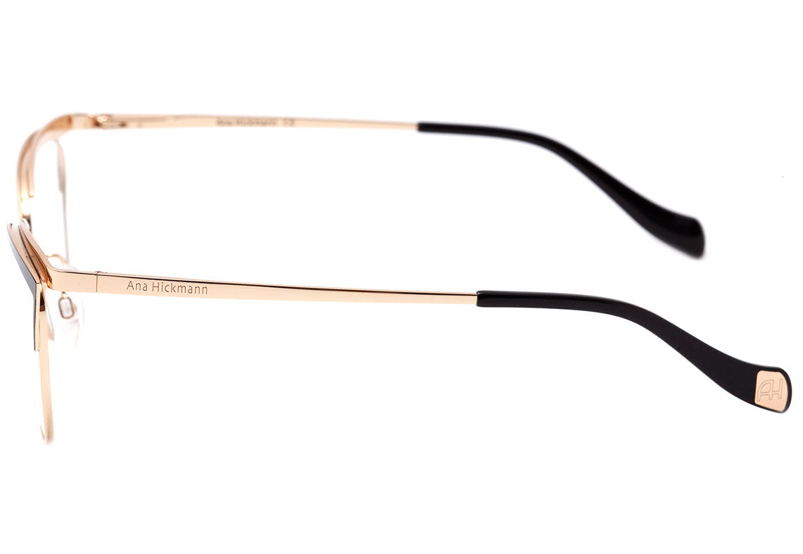 Óculos de Grau Ana Hickmann AH 1355 09A Preto Fosco e Dourado Brilho - 55 mm