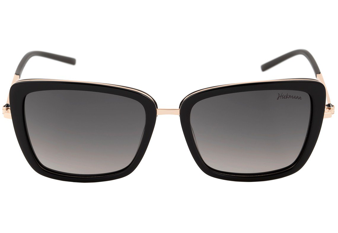 Óculos de Sol Ana Hickmann Ah 3006 A01 Preto E Dourado Brilho/ Preto Degradê - 56 mm
