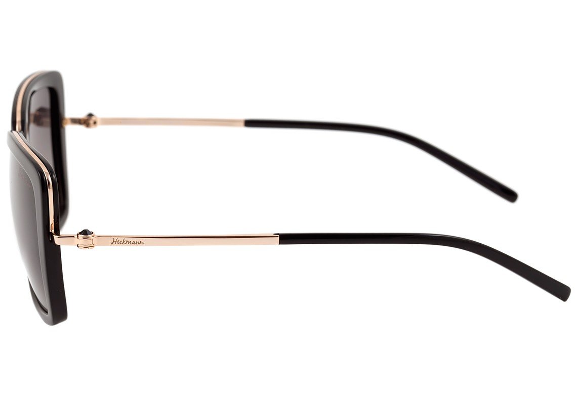 Óculos de Sol Ana Hickmann Ah 3006 A01 Preto E Dourado Brilho/ Preto Degradê - Lente 5,6 Cm