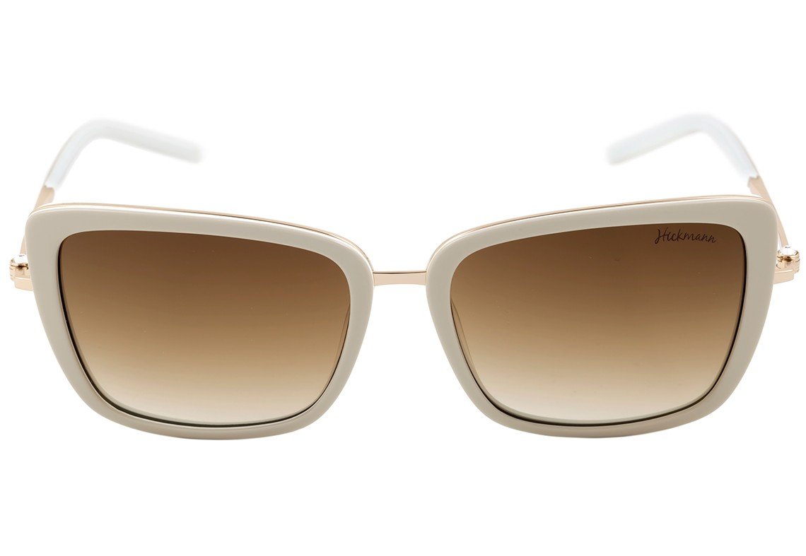 Óculos de Sol Ana Hickmann Ah 3006 H04 Creme E Dourado Brilho/ Marrom Degradê - 56 mm