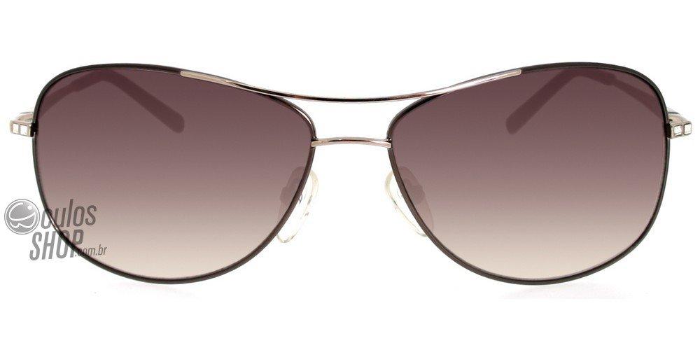Óculos de Sol Ana Hickmann Ah3063 01A Marrom E Prata/ Marrom Degradê - 62 mm
