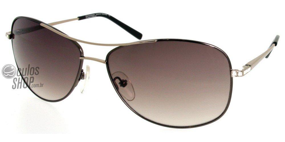 Óculos de Sol Ana Hickmann Ah3063 01A Marrom E Prata/ Marrom Degradê - 62 mm