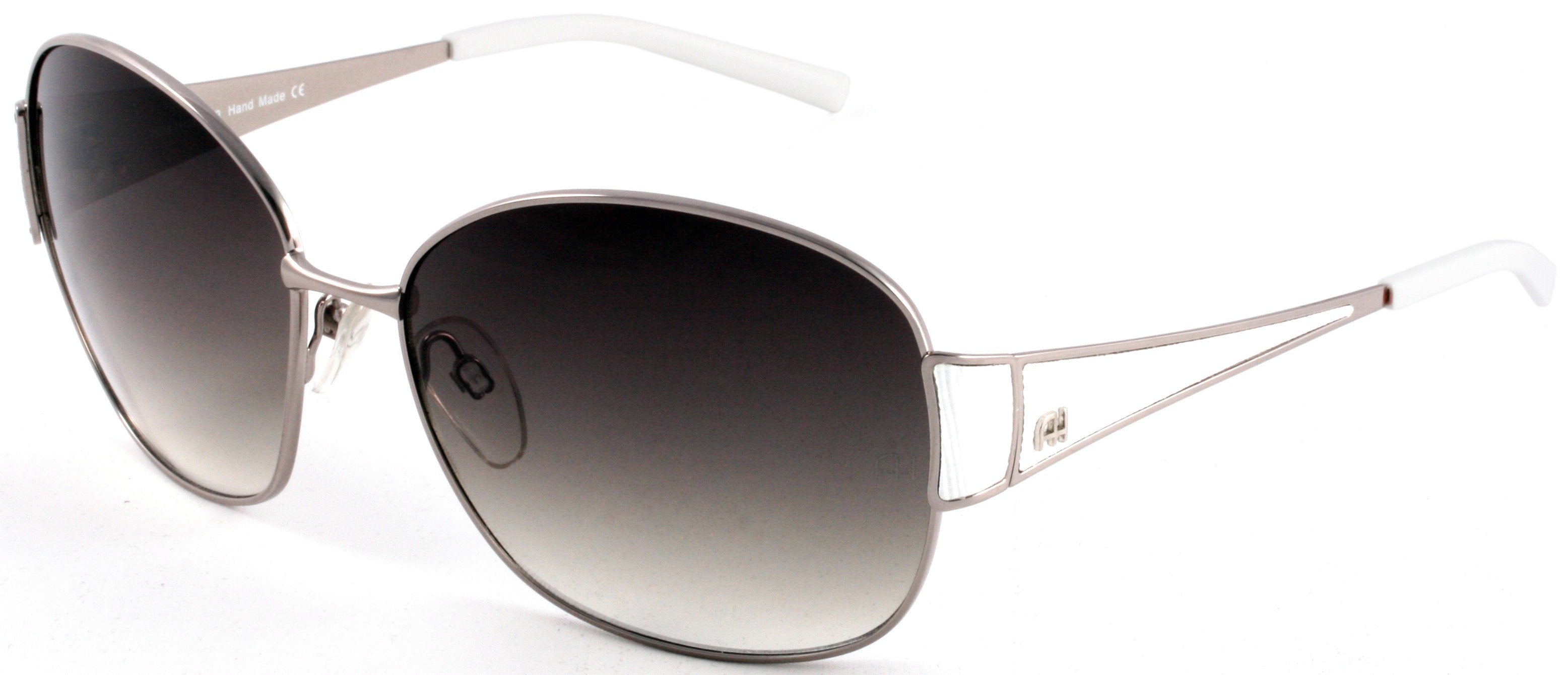 Óculos de Sol Ana Hickmann Ah 3076 03A Prata E Branco Brilho/ Verde Degradê - 61 mm