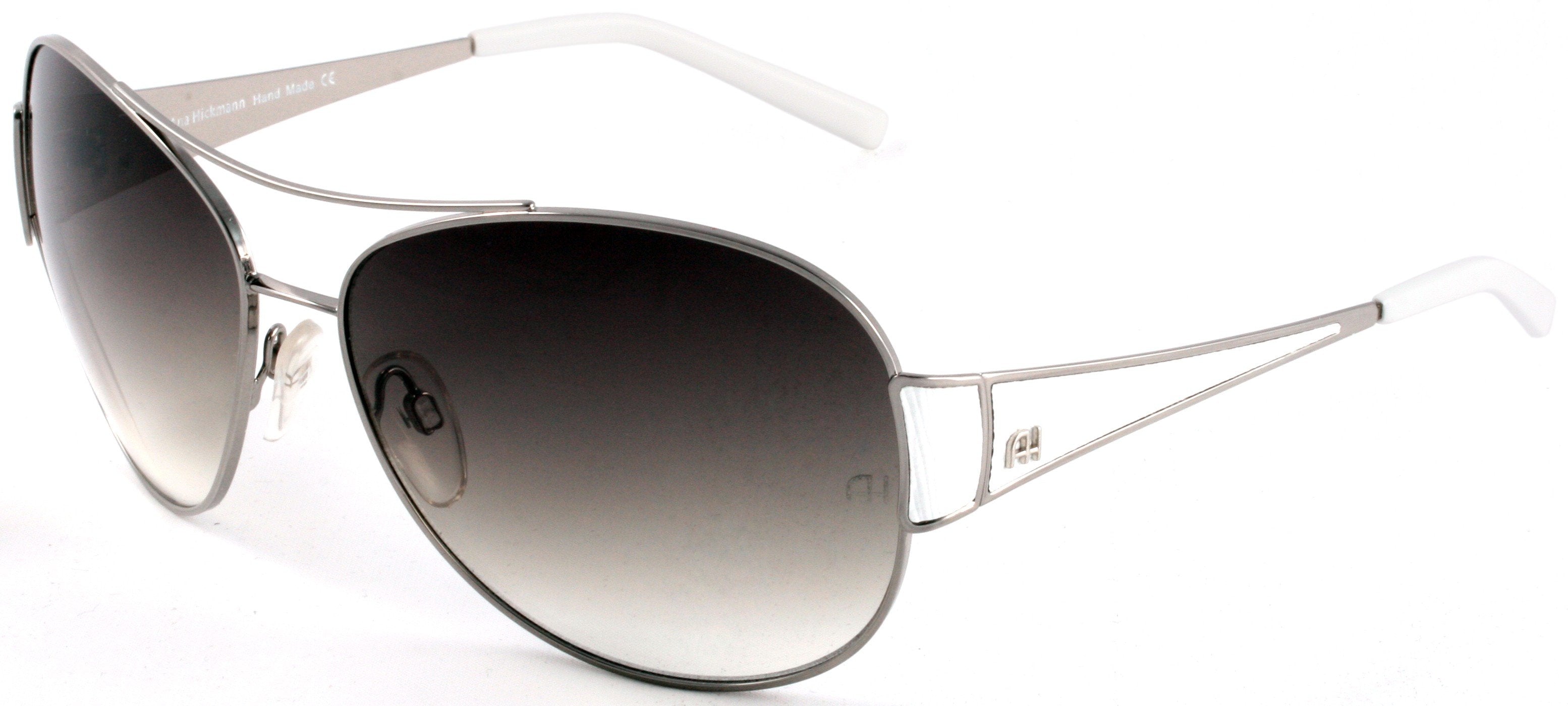 Óculos de Sol Ana Hickmann Ah 3077 03A Prata E Branco Brilho/ Verde Degradê - 63 mm