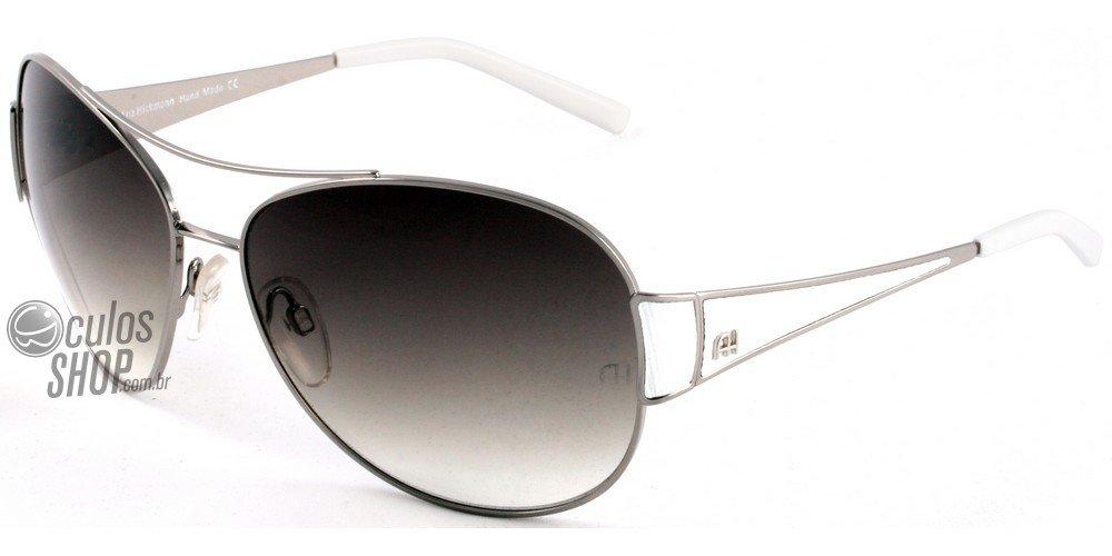 Óculos de Sol Ana Hickmann Ah 3077 03A Prata E Branco Brilho/ Verde Degradê - 63 mm