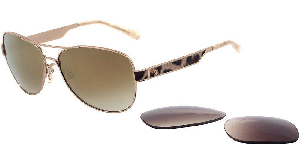 Óculos de Sol Ana Hickmann Ah 3081 04B Dourado E Creme/ Marrom Degradê Espelhado - 59 mm