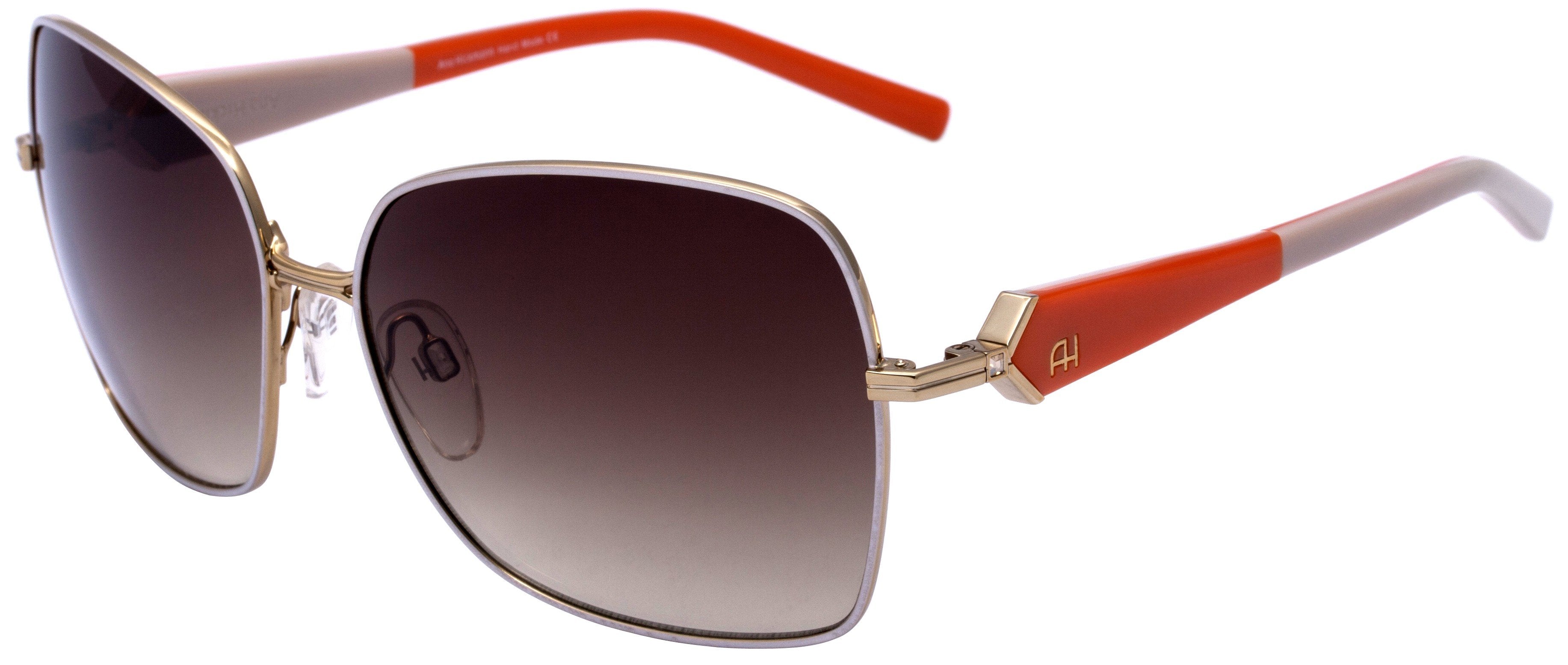 Óculos de Sol Ana Hickmann Ah 3087 04E Dourado Laranja E Creme/ Marrom Degradê - 59 mm