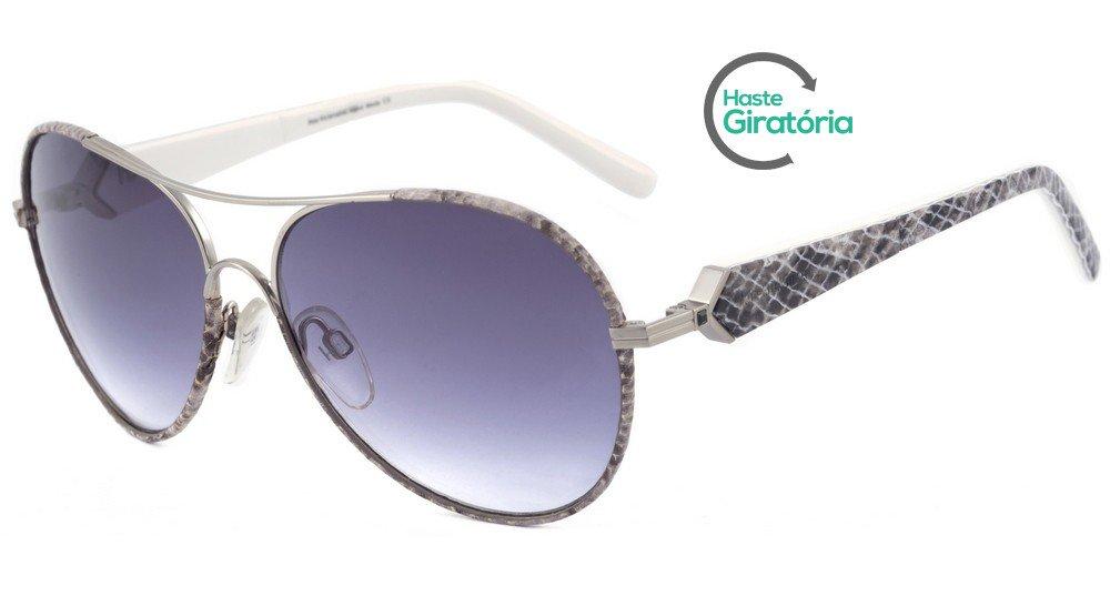 Óculos de Sol Ana Hickmann Ah 3090 03G Cinza E Branco/ Preto Degradê - Lente 6,0 Cm