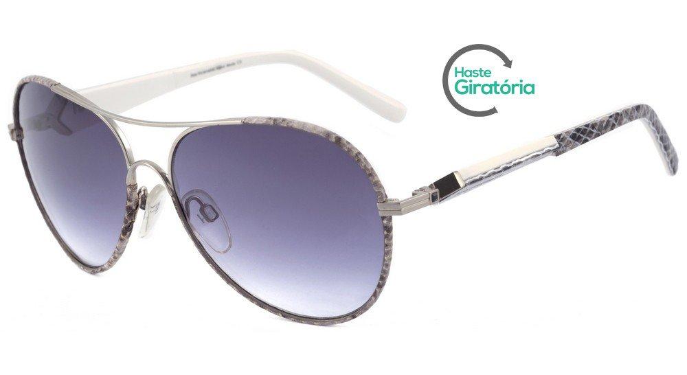 Óculos de Sol Ana Hickmann Ah 3090 03G Cinza E Branco/ Preto Degradê - Lente 6,0 Cm