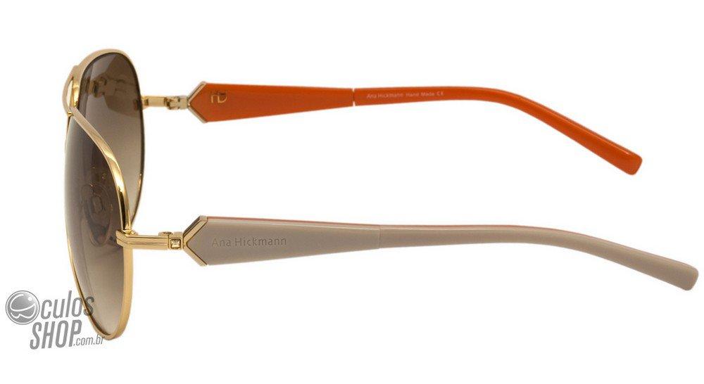Óculos de Sol Ana Hickmann Ah 3091 04R Dourado E Creme/ Marrom Degradê - 62 mm