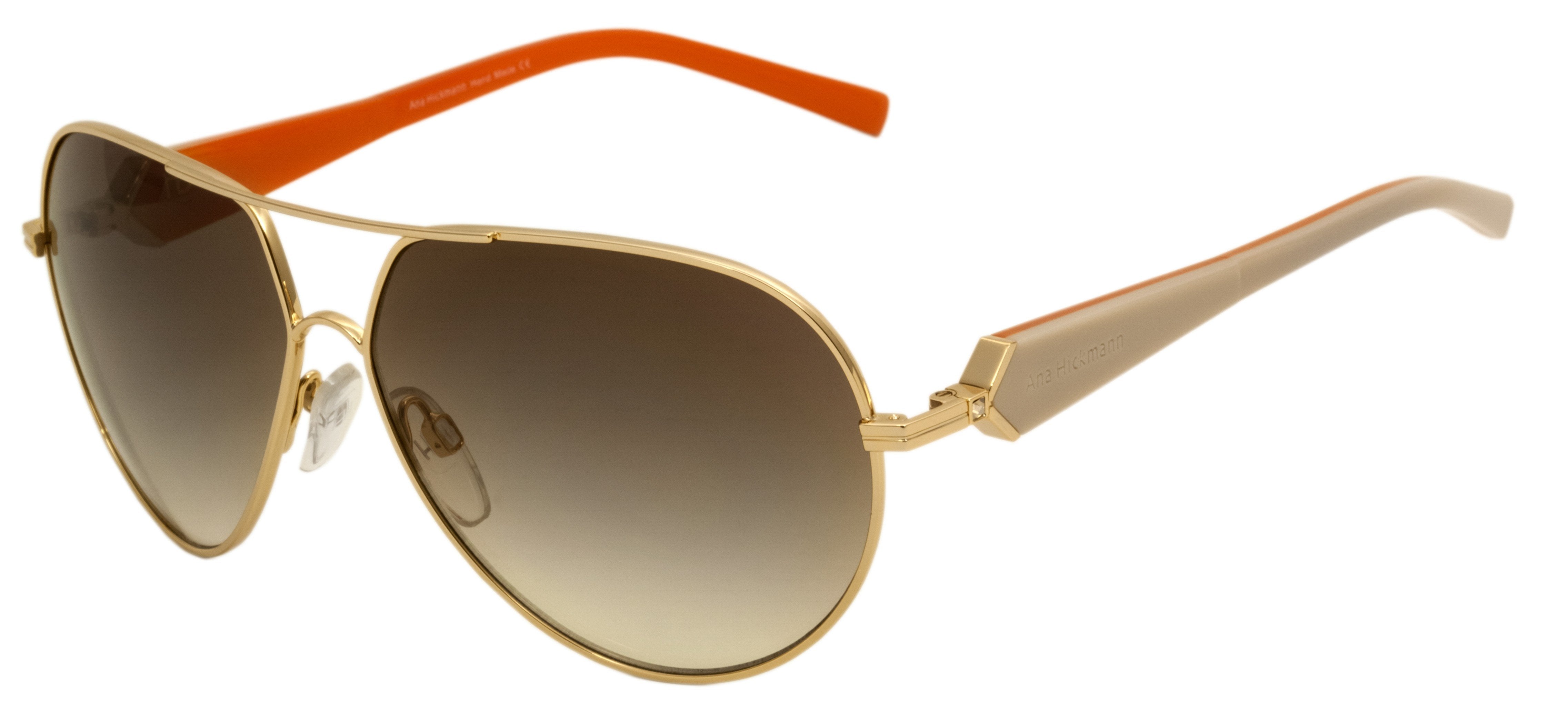 Óculos de Sol Ana Hickmann Ah 3091 04R Dourado E Creme/ Marrom Degradê - 62 mm