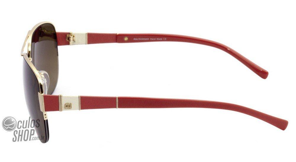 Óculos de Sol Ana Hickmann Ah 3108 04C Dourado E Rosa Brilho/ Marrom