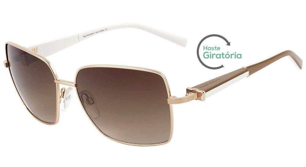 Óculos de Sol Ana Hickmann Ah 3120 04B Dourado E Fosco E Creme/ Marrom Degradê - 61 mm