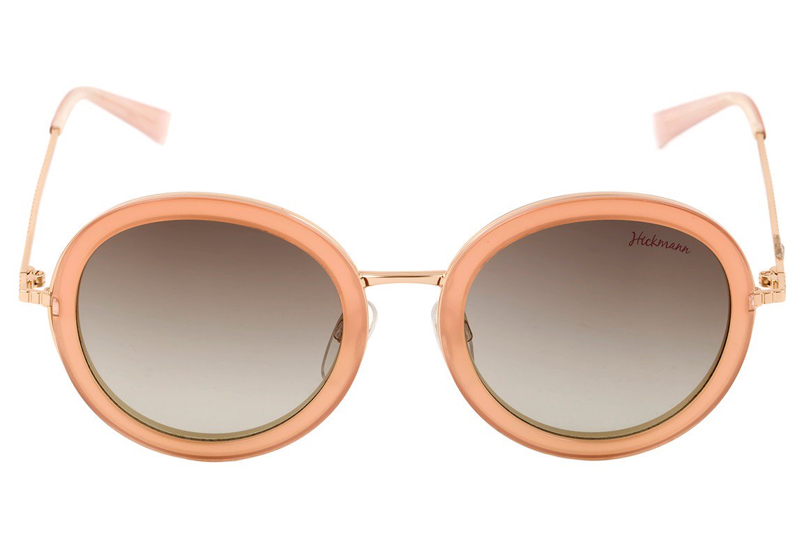 Óculos de Sol Ana Hickmann Ah 3122 K02 Rosê E Dourado Brilho/ Marrom Degradê - 51 mm
