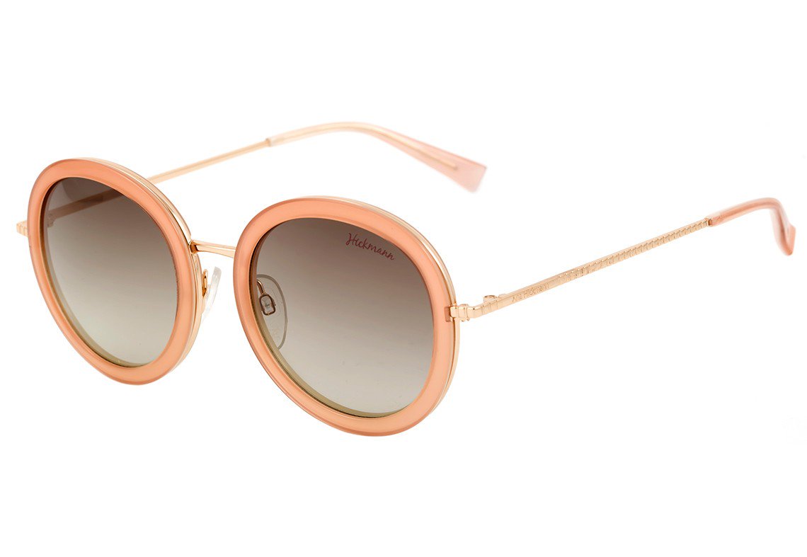 Óculos de Sol Ana Hickmann Ah 3122 K02 Rosê E Dourado Brilho/ Marrom Degradê - 51 mm