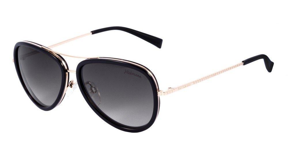 Óculos de Sol Ana Hickmann Ah 3124 A01 Preto Brilho E Dourado/ Preto Degradê - Lente 5,7 Cm