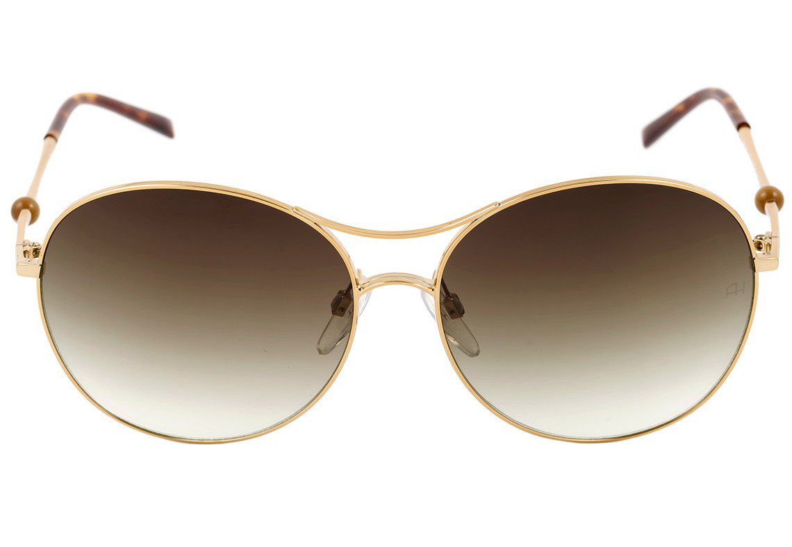 Óculos de Sol Ana Hickmann AH 3128 15A Dourado E Marrom Mesclado/ Marrom Degradê - 62 mm