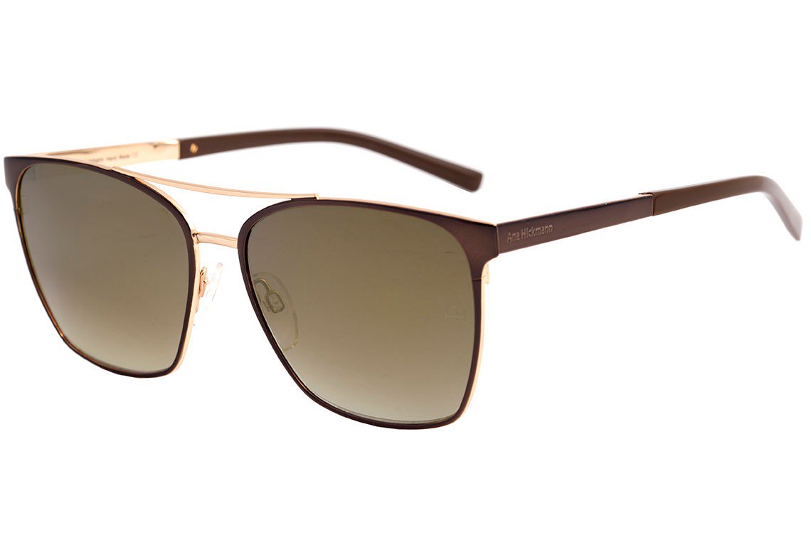 Óculos de Sol Ana Hickmann Ah 3138 01A Marrom E Dourado Brilho/ Marrom Degradê Espelhado - 57 mm