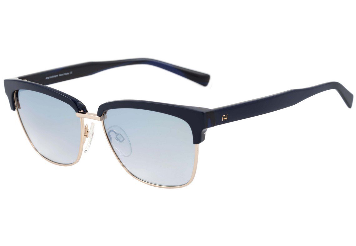 Óculos de Sol Ana Hickmann Ah 3139 D02 Azul E Dourado Brilho/ Verde Espelhado Degradê - 57 mm