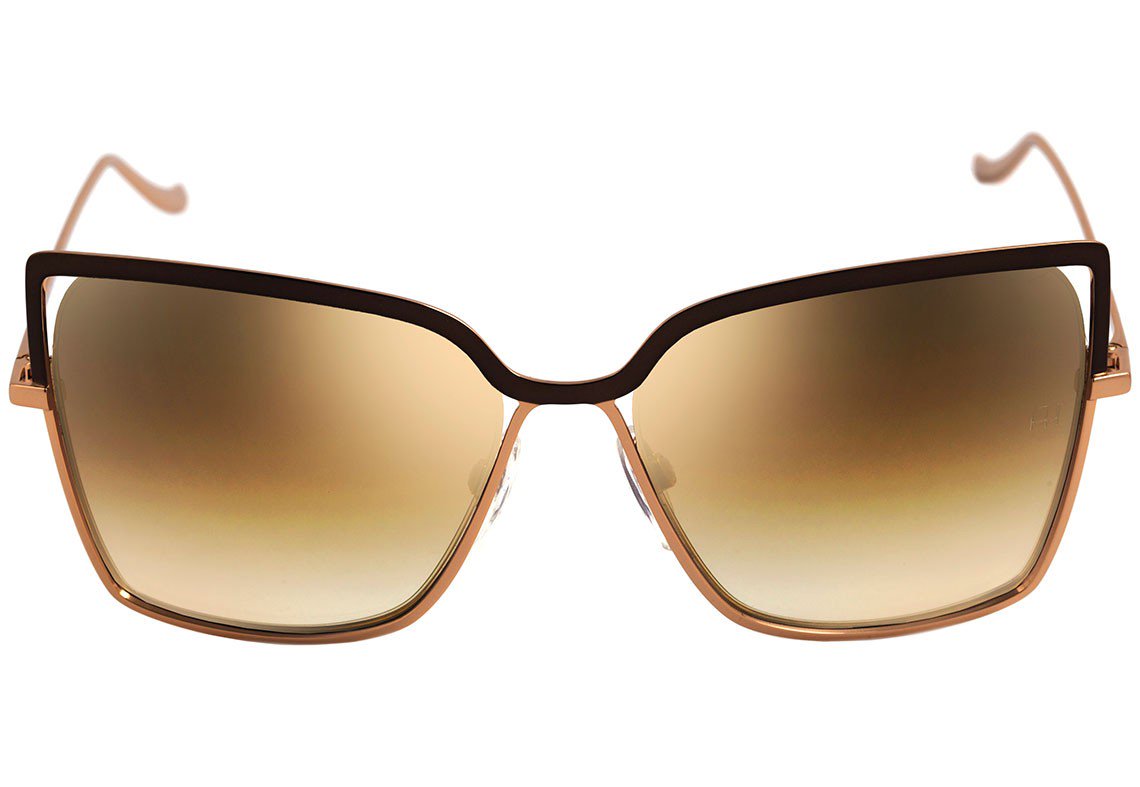 Óculos de Sol Ana Hickmann Ah 3150 01A Marrom E Dourado Brilho/ Marrom Degradê Espelhado - 59 mm