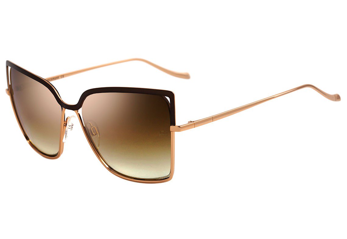 Óculos de Sol Ana Hickmann Ah 3150 01A Marrom E Dourado Brilho/ Marrom Degradê Espelhado - 59 mm