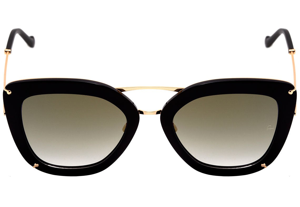 Óculos de Sol Ana Hickmann AH 3174 A01 Preto e Dourado Brilho / Dourado Degradê - 54 mm