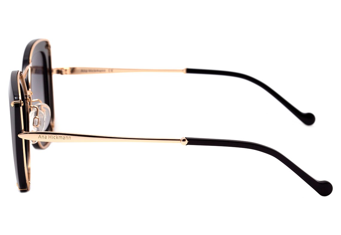 Óculos de Sol Ana Hickmann AH 3174 A01 Preto e Dourado Brilho / Dourado Degradê - Lente 5,4 cm