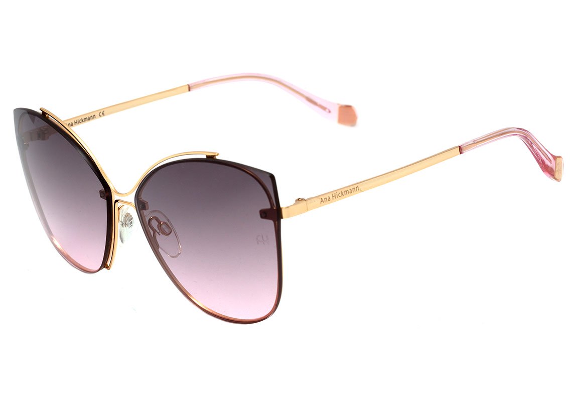 Óculos de Sol Ana Hickmann AH 3175 04D Dourado Brilho / Marrom Degradê - 63 mm