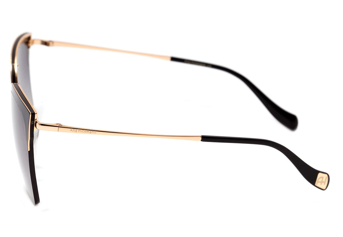Óculos de Sol Ana Hickmann Ah 3186 09A Preto E Dourado Brilho/ Preto Degradê Lente 6,2 Cm