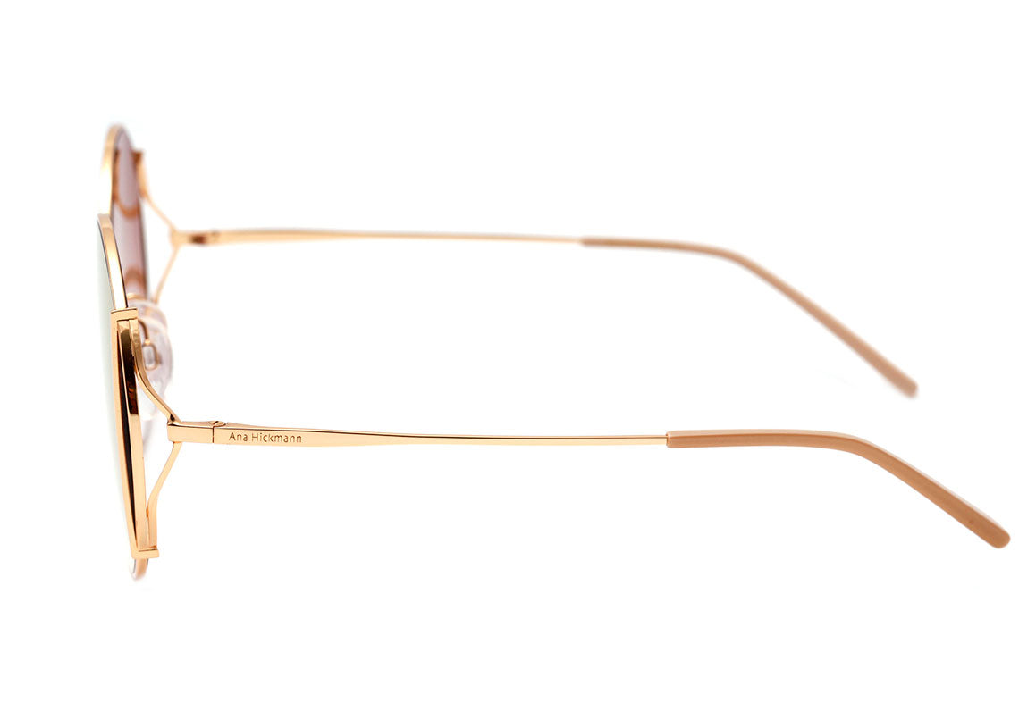 Óculos de Sol Ana Hickmann AH 3192 04A Dourado Brilho / Marrom Degradê Espelhado - 53 mm