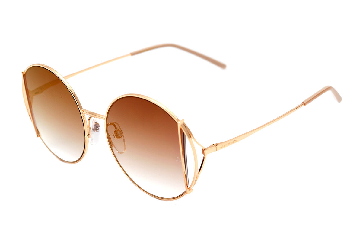 Óculos de Sol Ana Hickmann AH 3192 04A Dourado Brilho / Marrom Degradê Espelhado - 53 mm