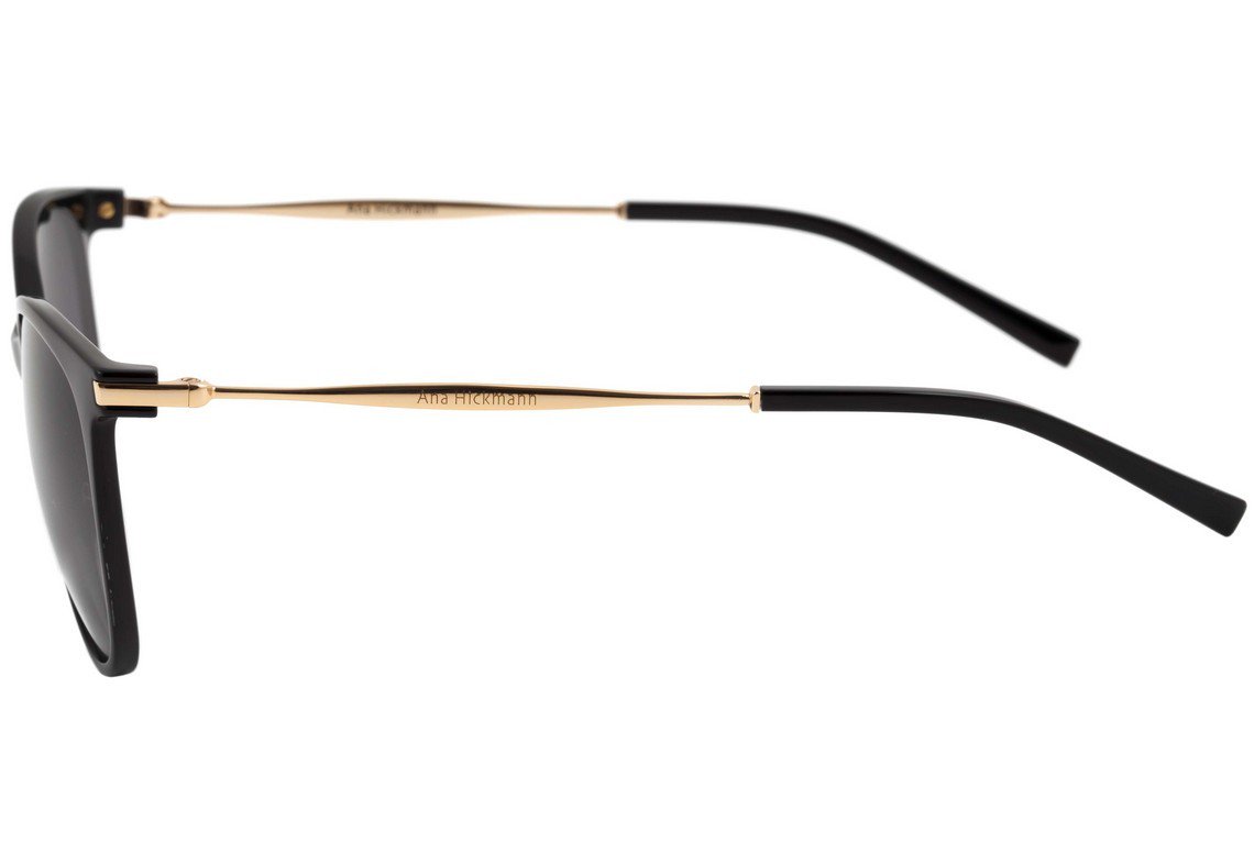Óculos de Sol Ana Hickmann Ah 5001 A01 Preto E Dourado Brilho/ Preto Degradê - 56 mm