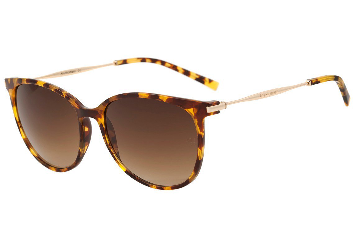Ana Hickmann Ah 5001 G21 Marrom Mesclado E Dourado Brilho/ Marrom Degradê - Lente 5,6 Cm