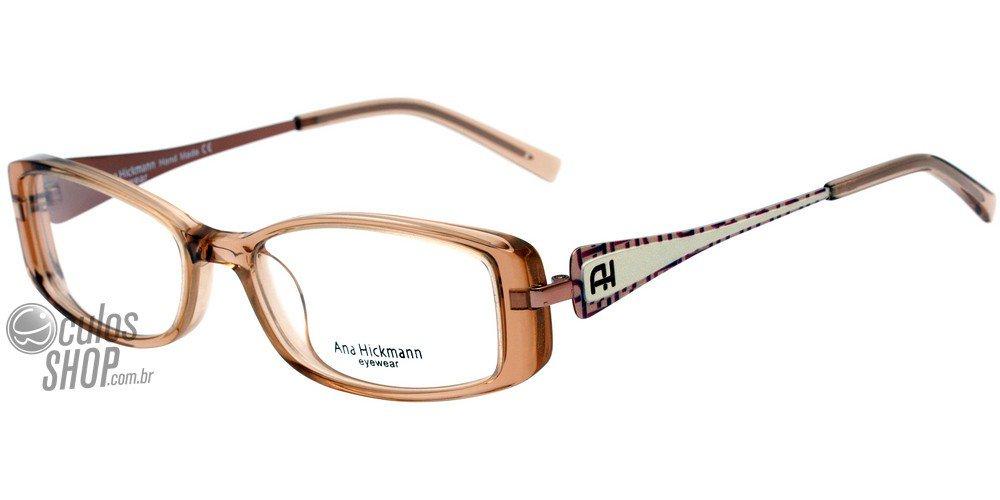 Óculos de Grau Ana Hickmann Ah 6149 T03 Marrom Translúcido E Rosa Brilho - 51 mm